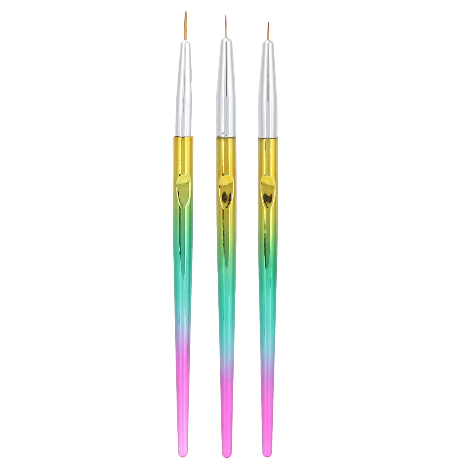 3PCS Nail Brush Set - Professional Nail Art Pen & Liner Brush Kit for Drawing, Painting & Detailing - Colorful Nylon Hair Nail Art Striping Pens - Perfect for Salon, Home Manicure & DIY Nail Designs