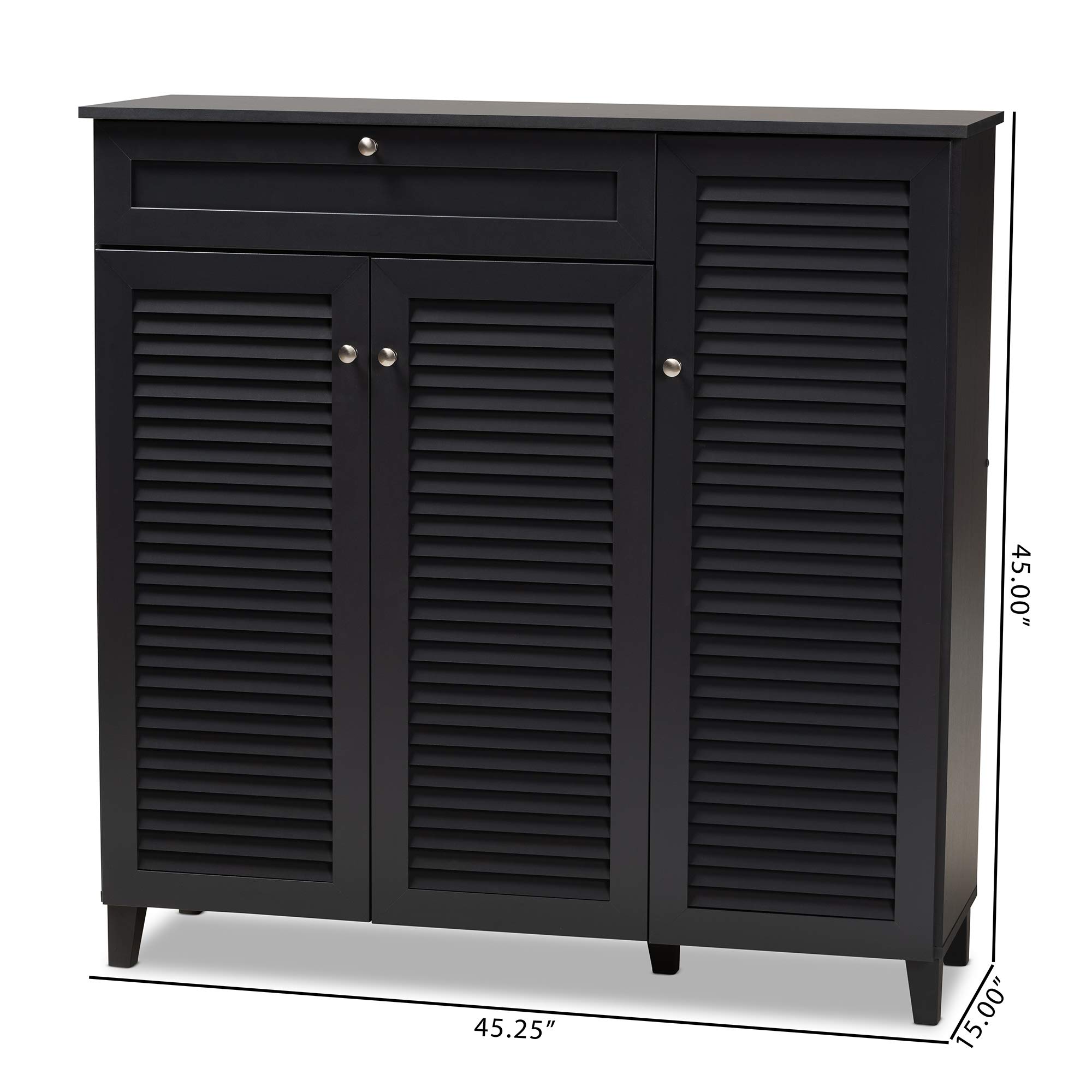 Baxton Studio Shoe Cabinet with Storage - Modern Gray Entryway Organizer for Shoes, Boots & Accessories | Perfect for Small Spaces, Hallways & Closets