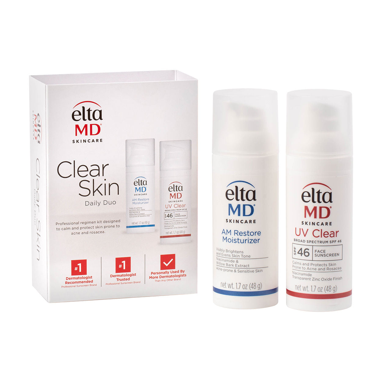 Clear Skin Daily Duo Kit - Acne Treatment & Moisturizing Set for Face Care - Perfect for Morning & Night Skincare Routine