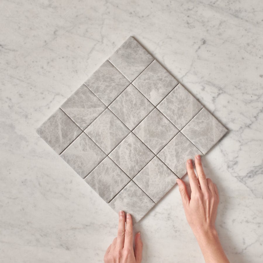 Premium Dunmore Grey Stone Look Square Tile - Natural Stone Effect Porcelain Tile for Kitchen Backsplash, Bathroom Floor, and Shower Walls