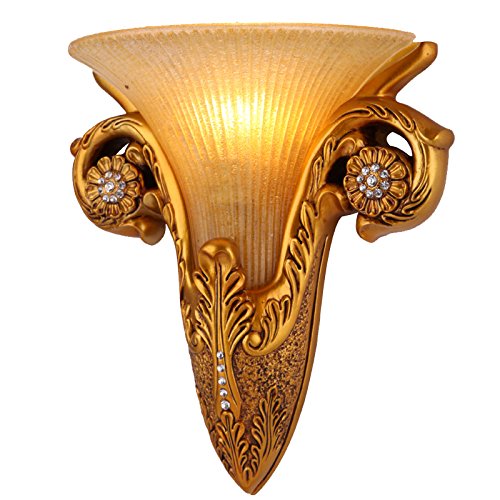 European Gold Resin Cavel Dining Room Wall Lamps - Classic Bedside Bedroom Wall Lights for Living Room, Balcony & Aisle - Elegant Wall Lighting Fixtures for Home Decor, Romantic Ambiance & Interior Design
