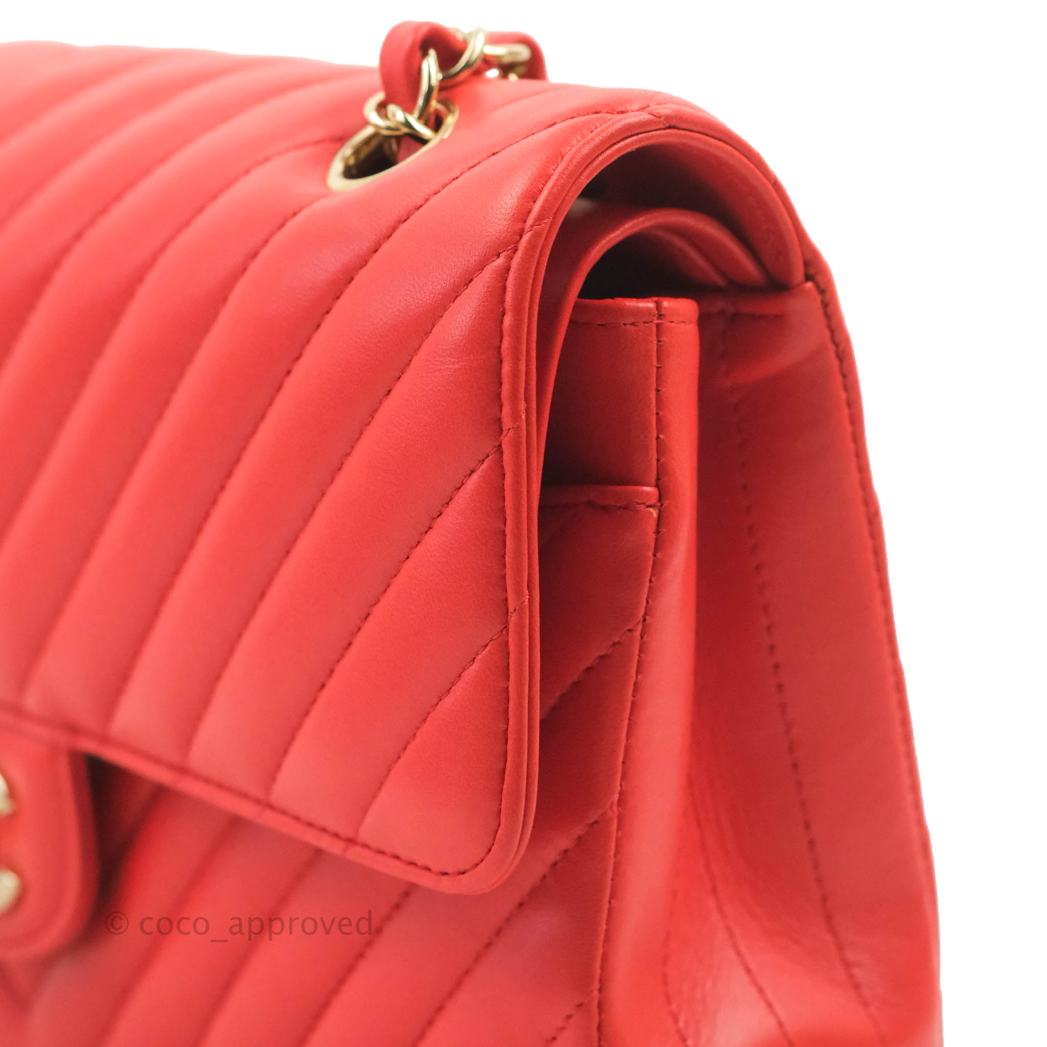 Chanel Classic Medium Double Flap Bag - Genuine Lambskin Leather with Gold Hardware in Brick Red | Luxury Handbag for Women, Perfect for Work, Parties & Everyday Use