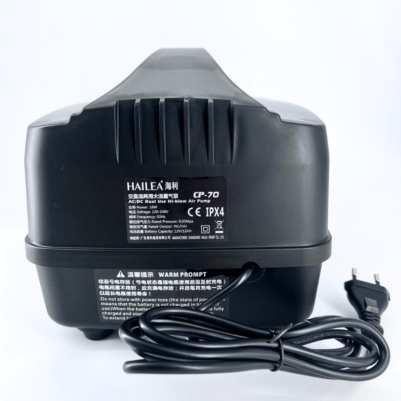 HAILEA CP 70 AC/DC Aquarium Air Pump - Dual Power Fish Tank Aerator for Oxygenation - Ideal for Home Aquariums, Fish Tanks, Hydroponics & Outdoor Pond Use
