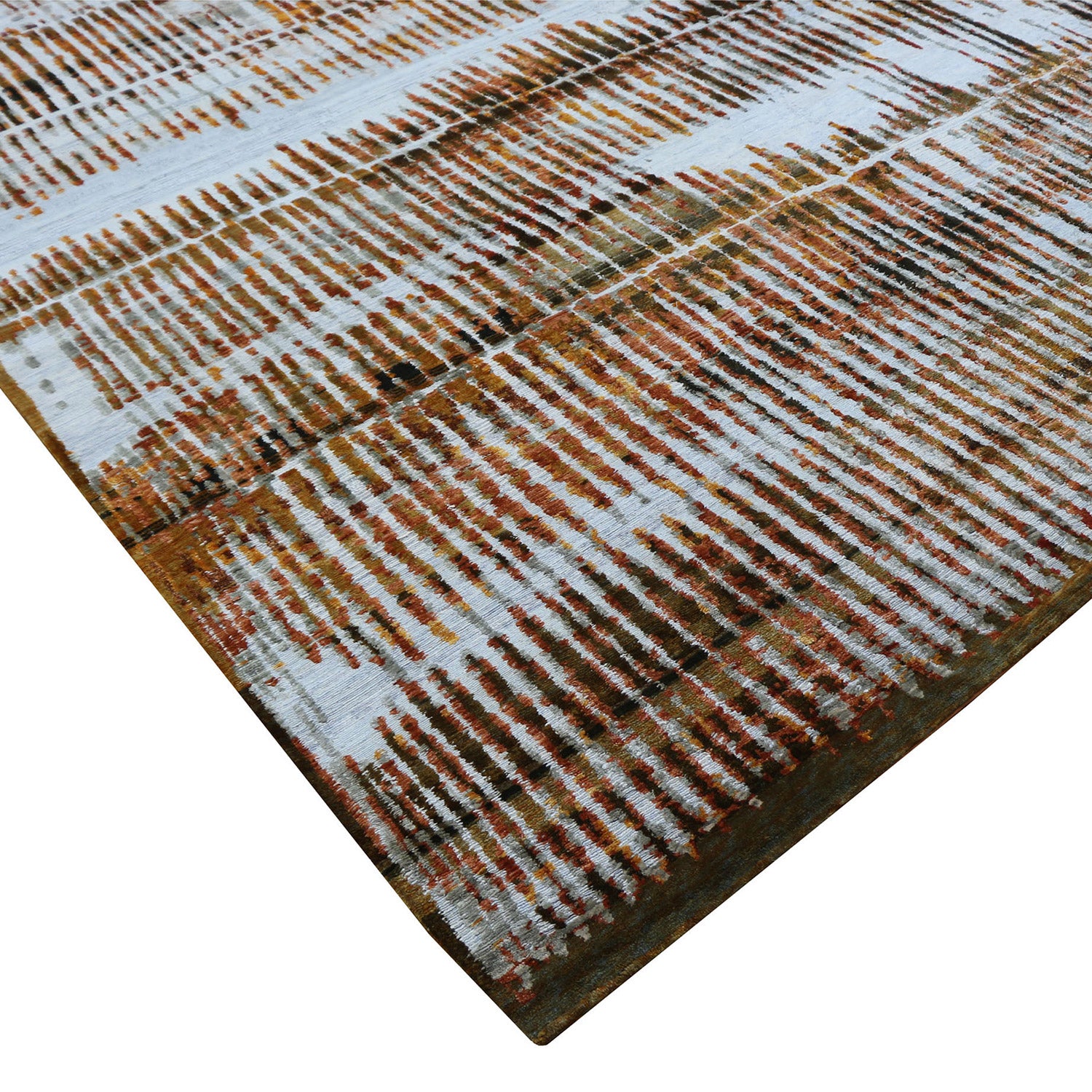 Brown Nu Vibrant Modern Tibetan Silk Rug 10'1 x 14'2 - Luxurious Handmade Area Rug for Living Room, Bedroom & Home Decor
