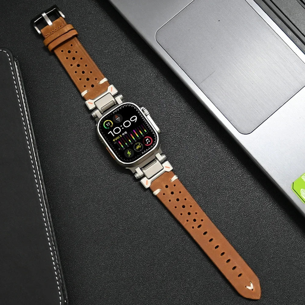 Premium Genuine Leather Bands for Apple Watch - Durable & Stylish Replacement Straps for Workouts, Office & Everyday Wear