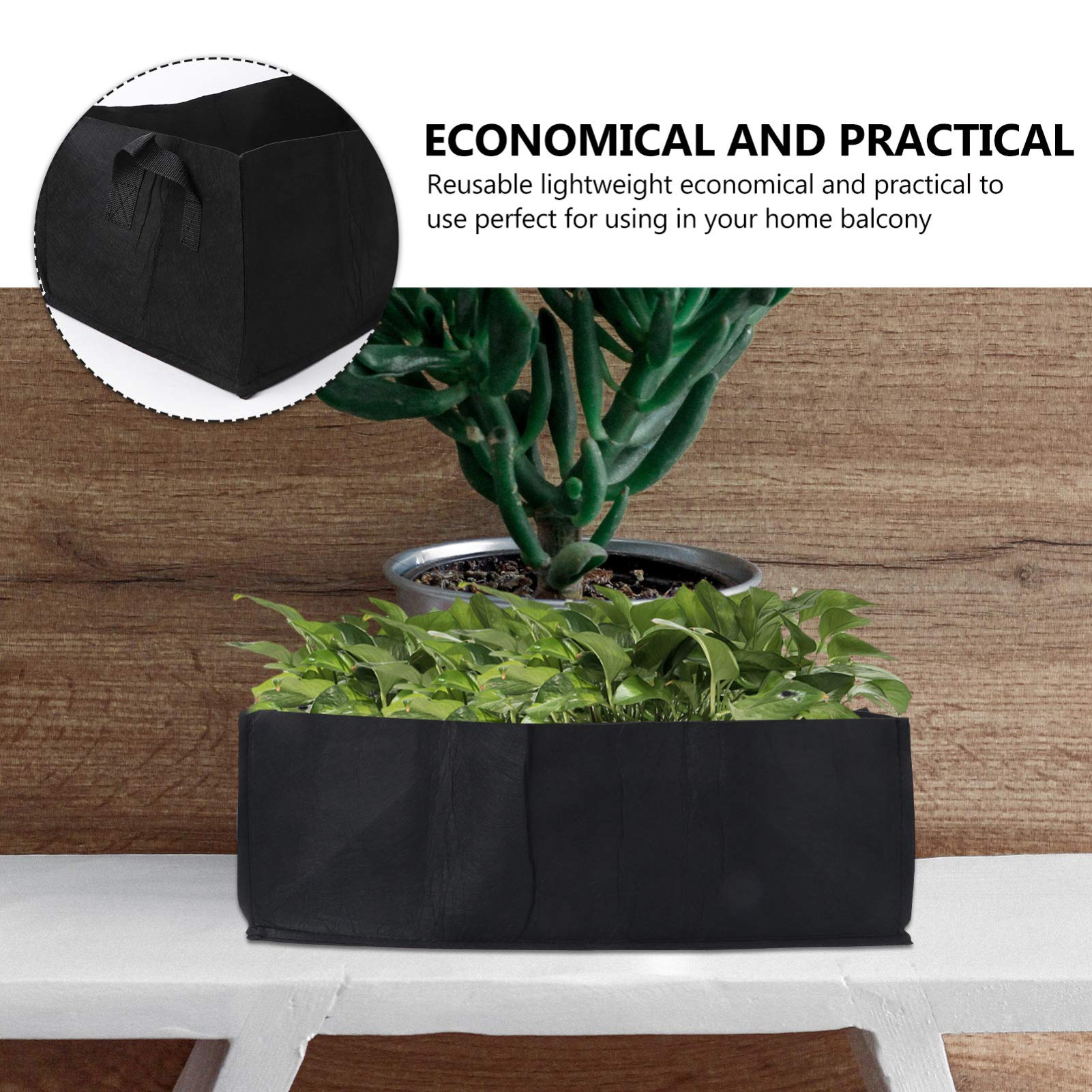 Happyyami 2-Pack 1 Gallon Rectangular Plant Grow Bags with Handles - Durable Fabric Pots for Vegetables, Herbs & Flowers - Ideal for Indoor/Outdoor Gardening, Balcony & Patio Planting