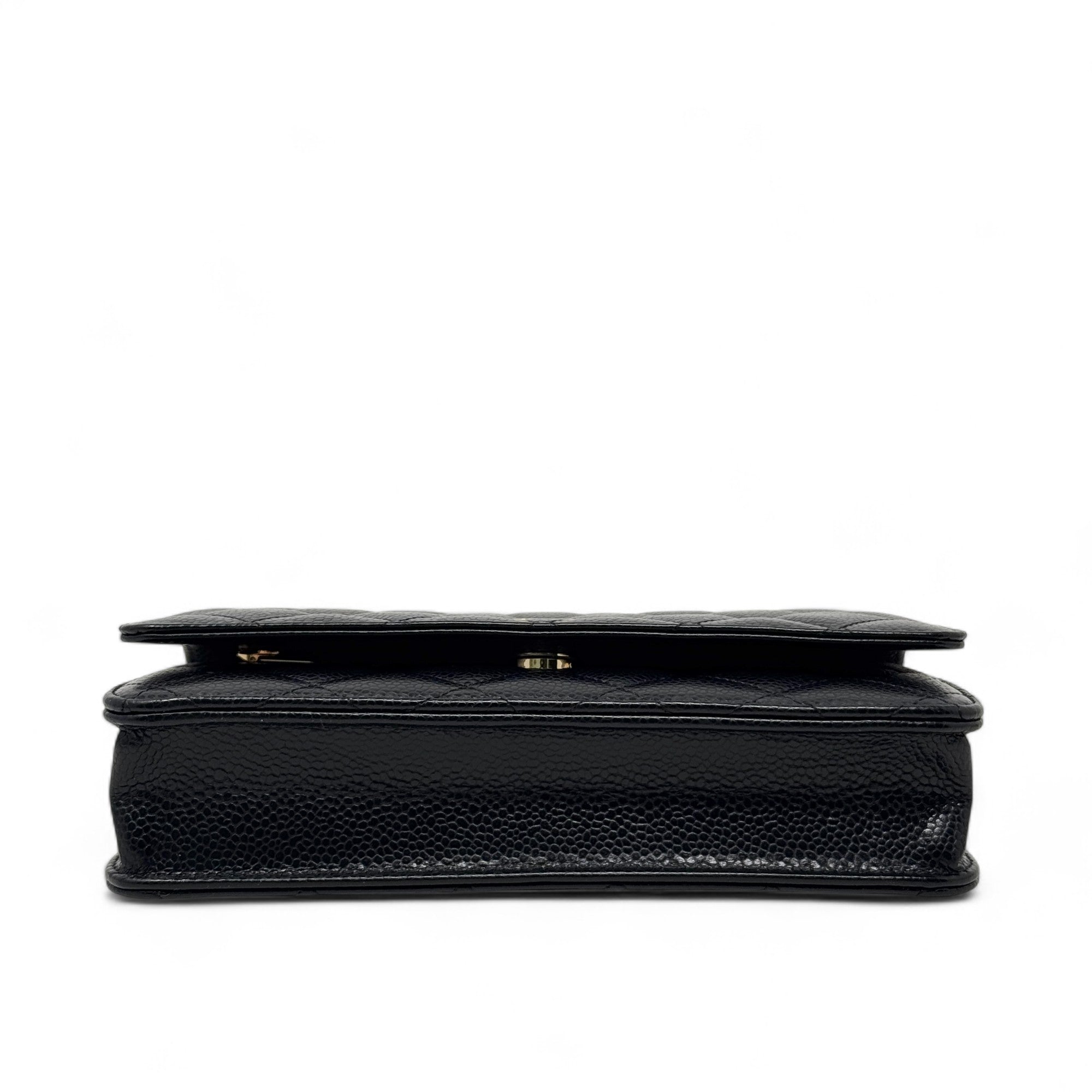 Chanel Black Quilted Caviar Leather Wallet On Chain Crossbody Bag - Perfect for Evening Out & Daily Use