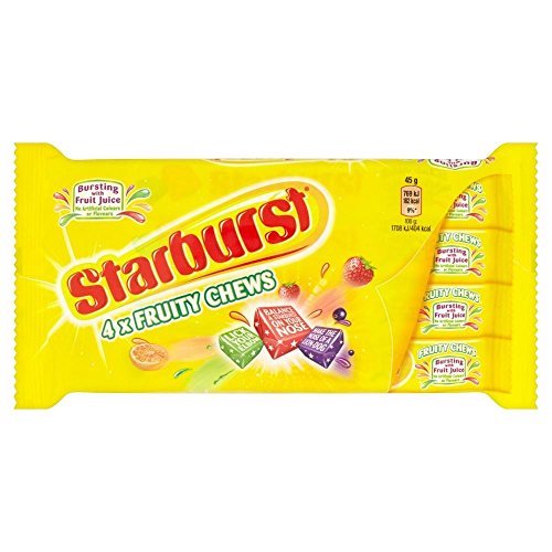 Starburst Original Fruit Chews Candy - 4 Pack (4x45g) - Sweet & Juicy Flavors for Parties, Snacks & On-the-Go Treats