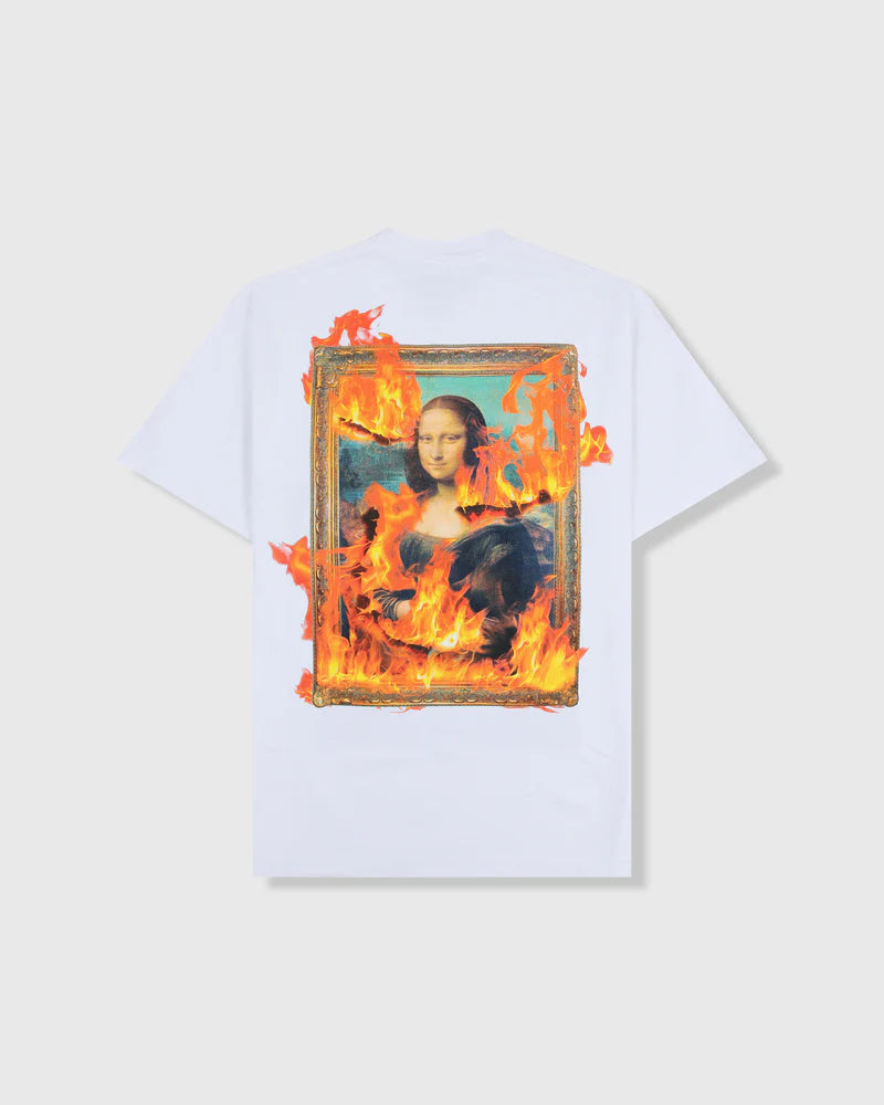 PLEASURES White Burn Again T-Shirt - Vintage Graphic Tee for Men & Women - Perfect for Streetwear, Casual Outfits & Music Festivals