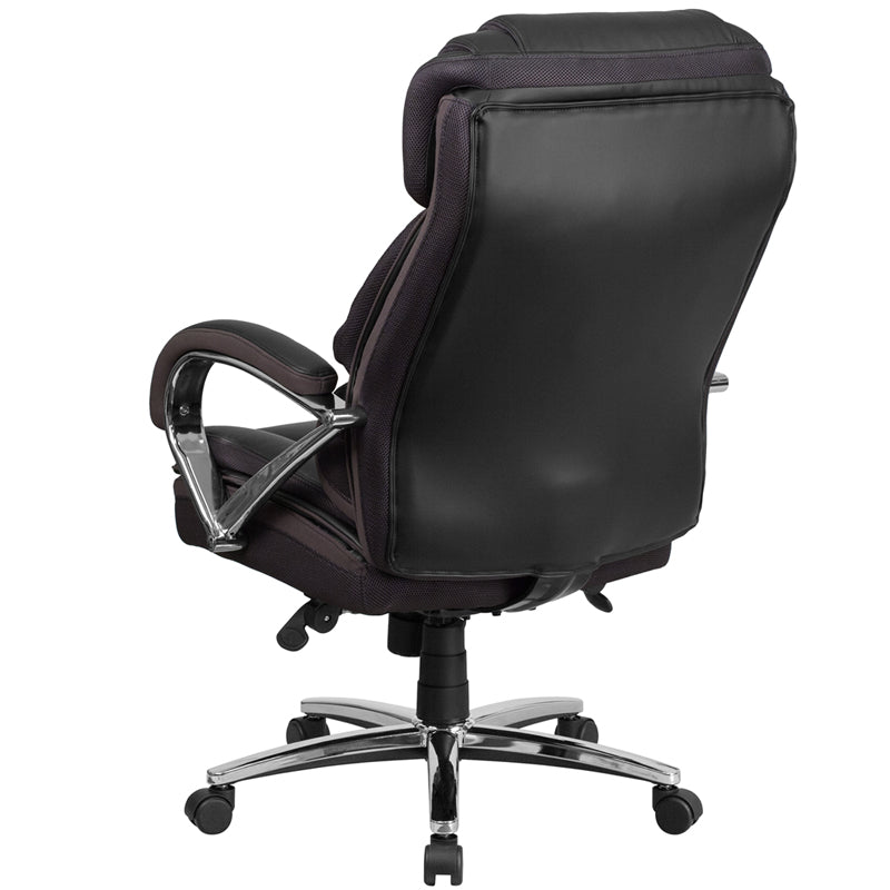 Hercules Series Big & Tall 500 lb Capacity Executive Office Chair - Black Leather/Fabric Swivel Ergonomic Chair with Chrome Base & Adjustable Arms | Perfect for Heavy Duty Home & Office Workspaces