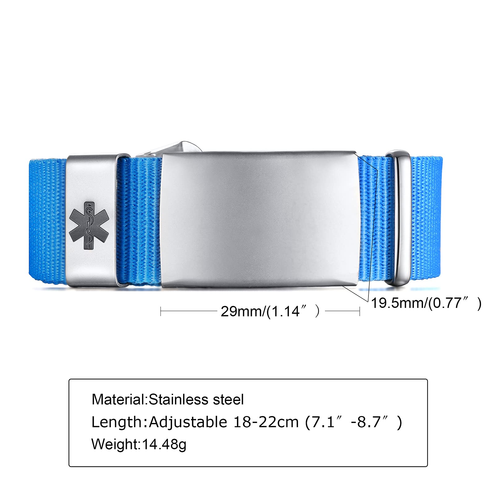 VNOX Custom Medical Alert Bracelet for Men & Women - Sporty Medical ID Bracelet for Emergency Health Conditions - Perfect for Running, Hiking & Daily Wear