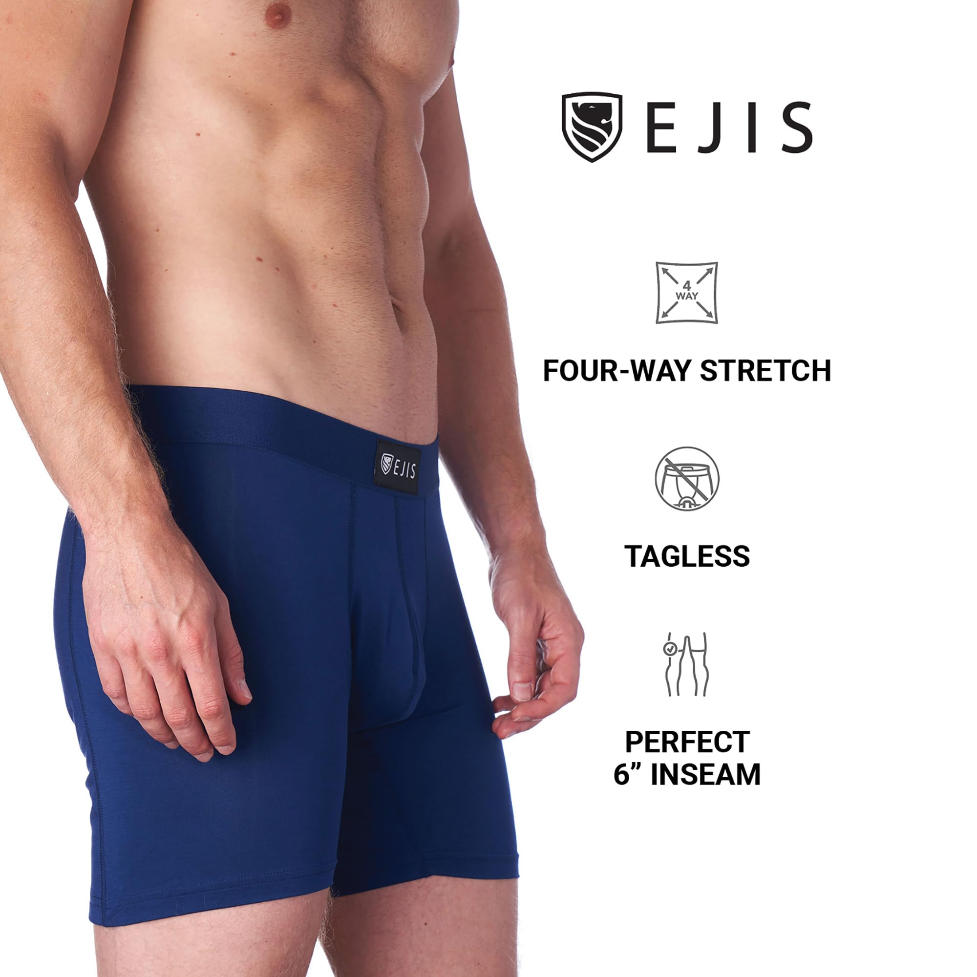Ejis Pouch Men's Boxer Briefs - Moisture Wicking Underwear, Ultra Soft & Breathable Fabric for All-Day Comfort - Perfect for Workouts, Travel and Everyday Wear