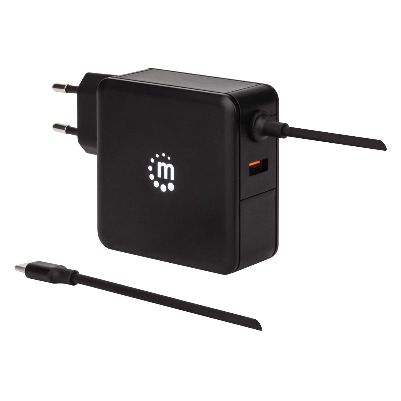 60W USB C Wall Charger with Built-in Cable - Fast PD Charging for iPhone, MacBook, Samsung & More | Home, Office & Travel Use