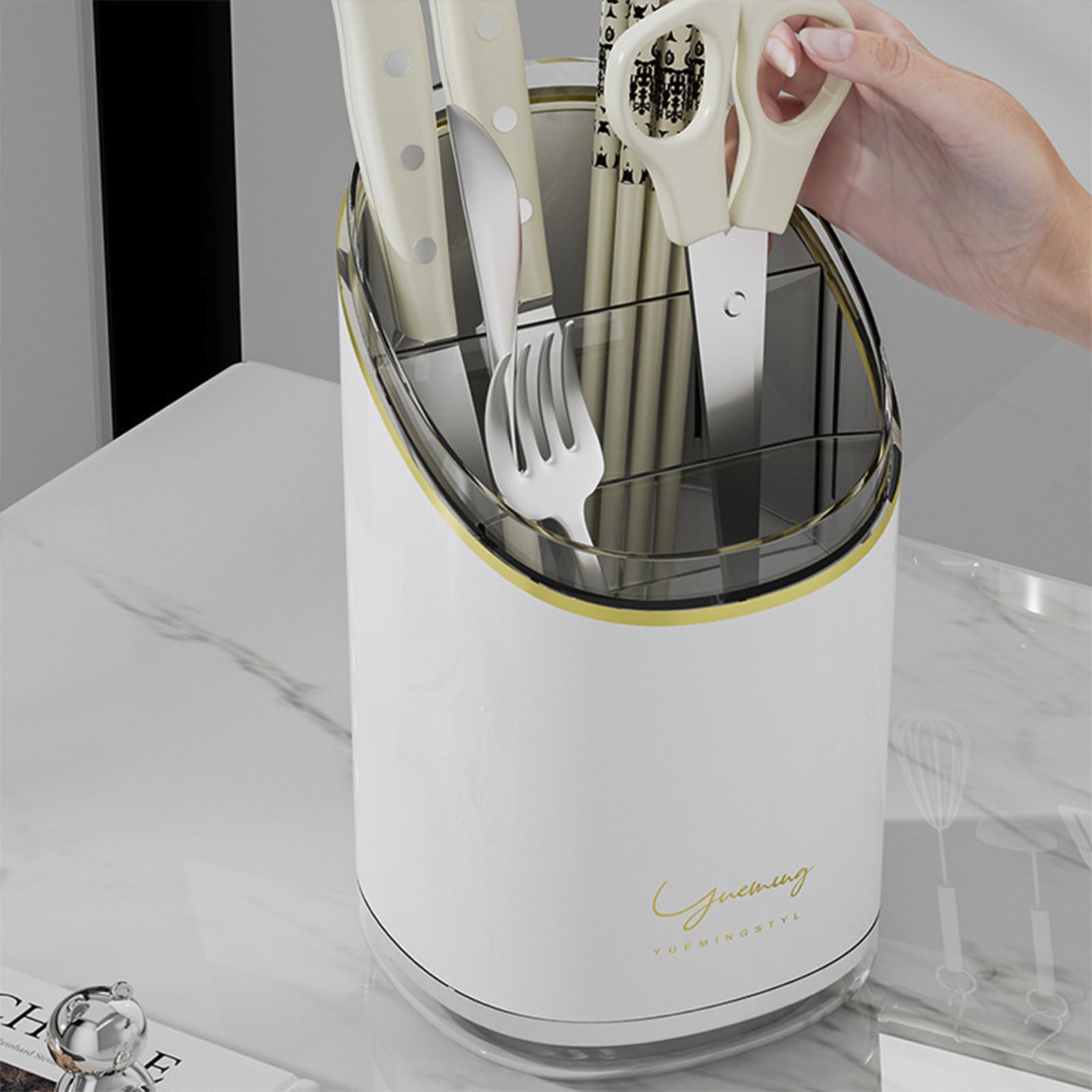 Stainless Steel Utensil Drying Rack - 3-Tier Cutlery Drainer Sink Caddy with Drain Tray for Flatware, Spoons, Forks - Space Saving Kitchen Organizer for Countertop (White) | Perfect for Dish Drying, Utensil Storage & Small Kitchen Organization