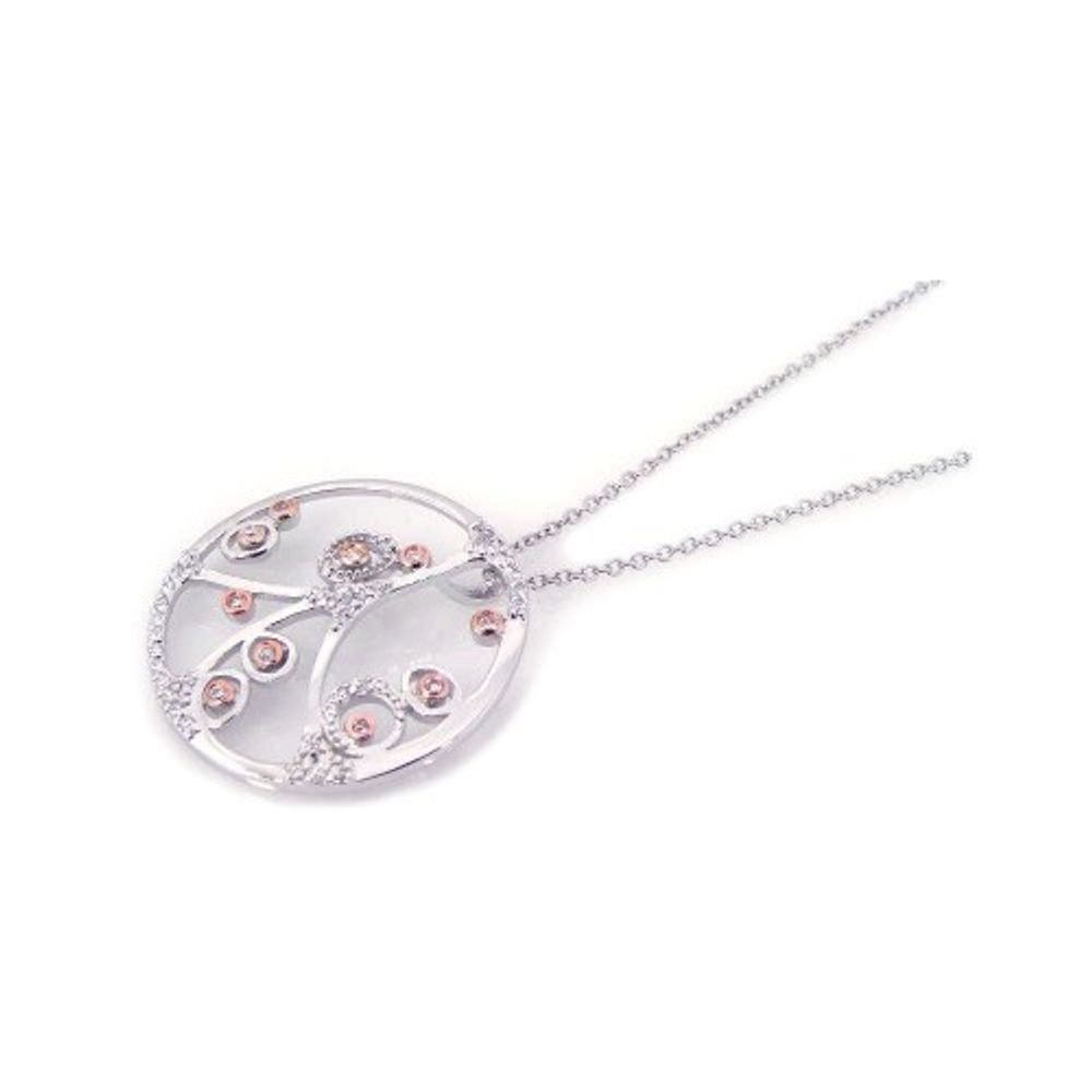Elegant Cubic Zirconia Open Circle Filigree Flower Necklace - Rhodium Plated Sterling Silver Jewelry for Women | Perfect for Weddings, Parties & Special Occasions
