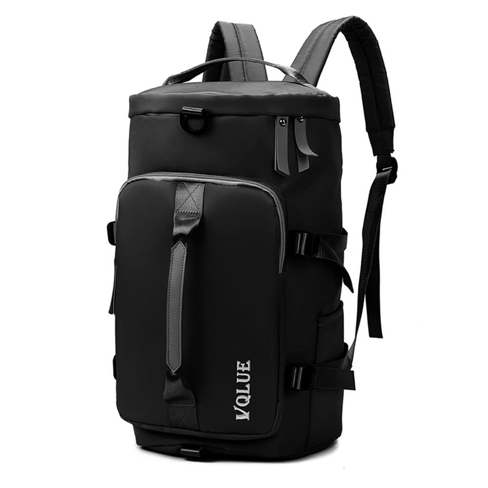 FETION Women's Casual Backpack - Waterproof Oxford Cloth Shoulder Bag with Multiple Pockets, Large Capacity Solid Color Bucket Bag for Travel, School, Work & Daily Use (Black)