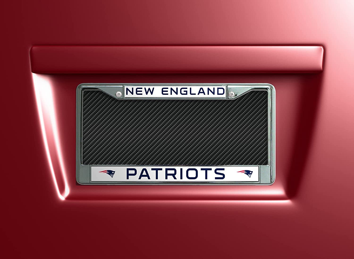New England Patriots Chrome Metal License Plate Frame - Set of 2, NFL Football Fan Car Accessories for Tailgating & Game Day Decor
