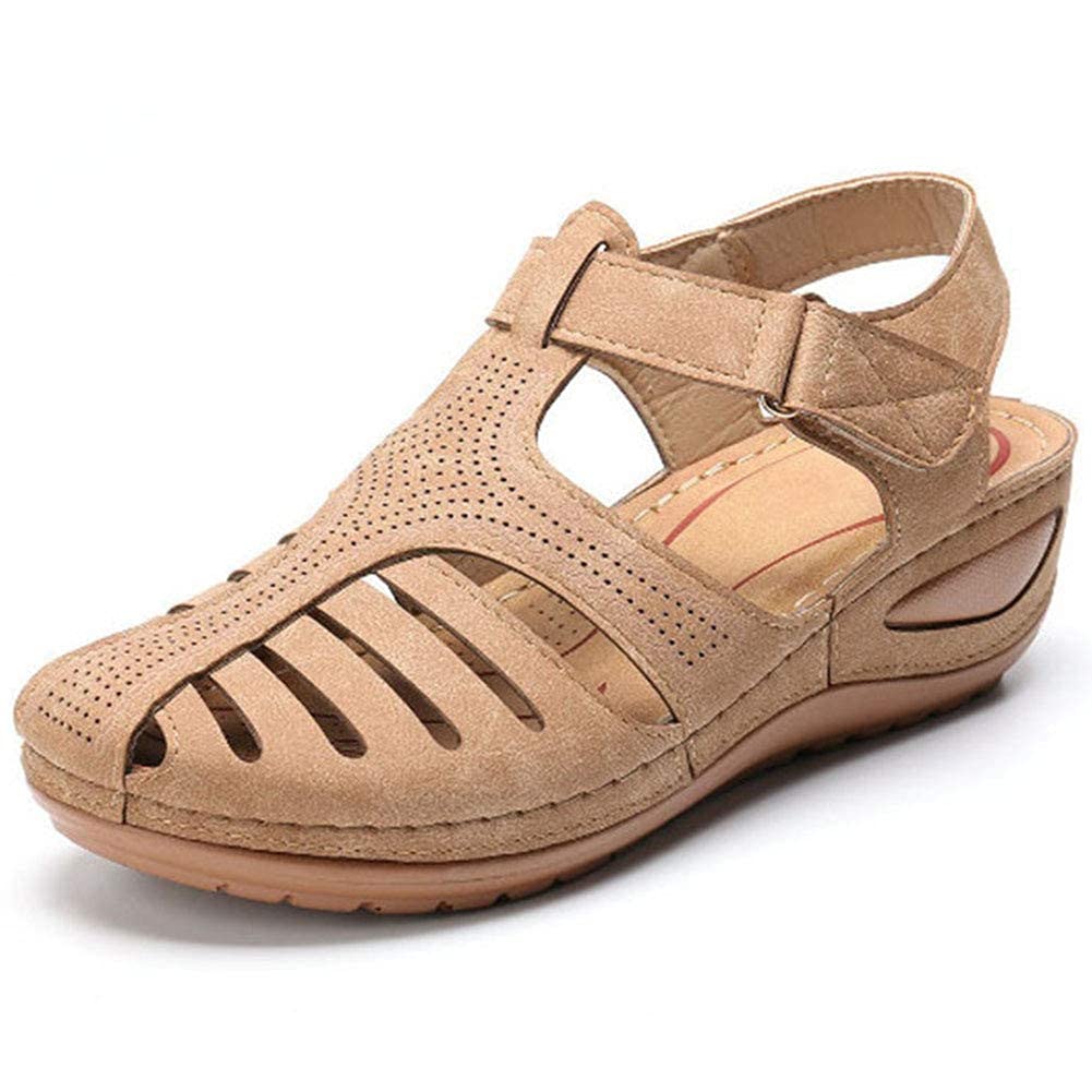 Vimisaoi Women's Comfortable Cutout Hook & Loop Athletic Wedge Sandals - Breathable Summer Walking Shoes for Beach, Gym & Casual Outfits
