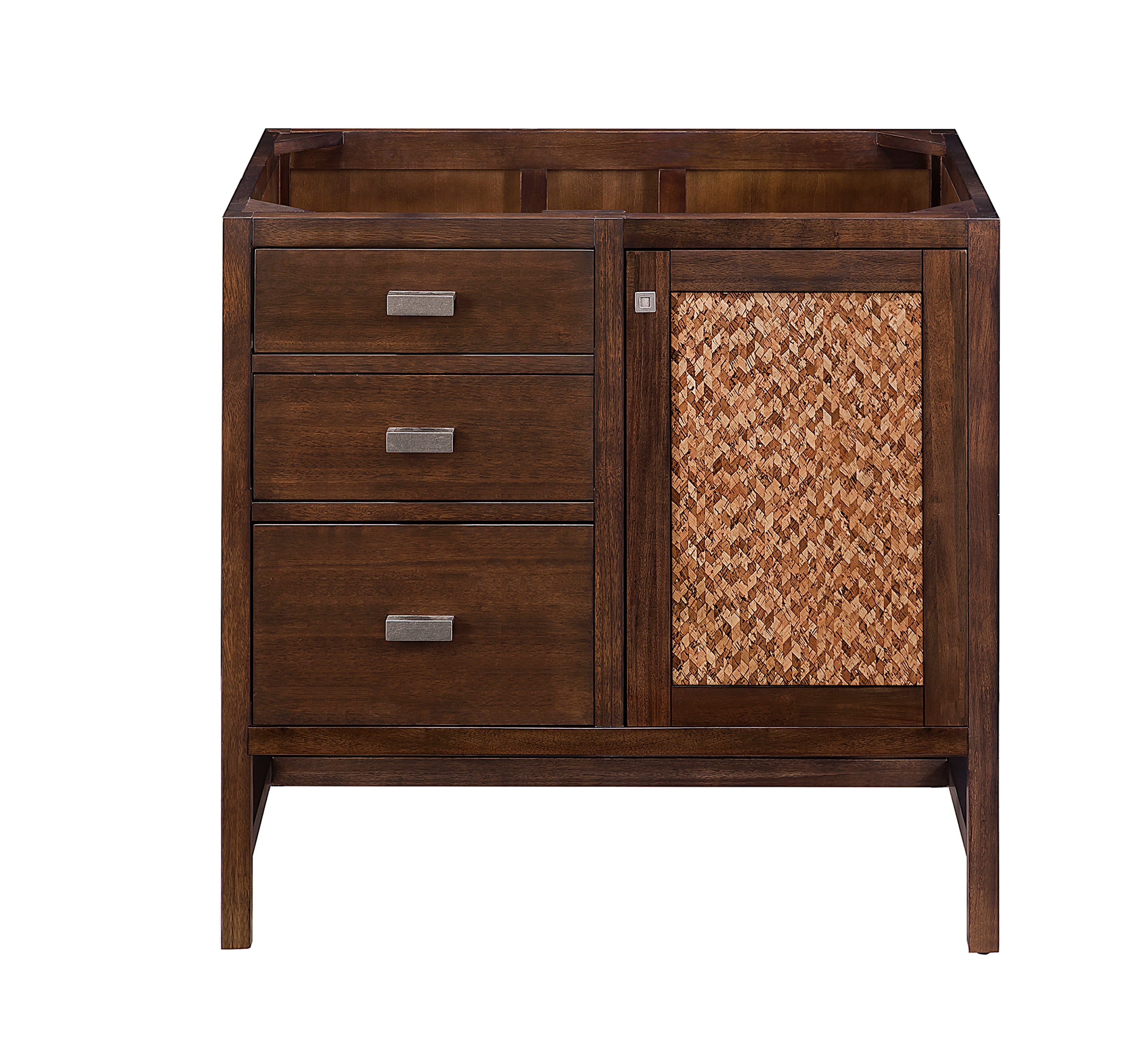 Addison 36 Inch Single Vanity Cabinet - Mid Century Modern Acacia Wood Bathroom Storage with Mirror | Perfect for Small Bathrooms & Powder Rooms