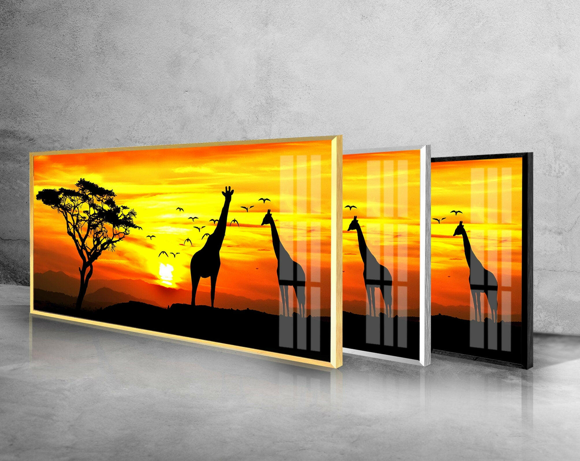 African Sunset Postcard Glass Wall Art - Stunning Handmade Home Decor for Living Room, Bedroom & Office - Perfect Gift for Nature Lovers