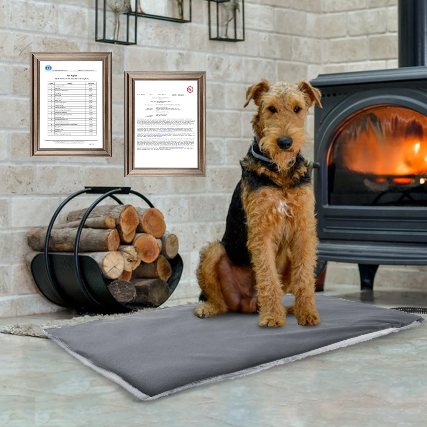 Rest-Eazzzy Heated Cat Bed with Removable Cover - 5-Level Temperature & Timer Control - Warm Pet Mat for Indoor Cats & Small Dogs (Pure Grey, Medium) - Perfect for Winter Warmth & Arthritis Relief
