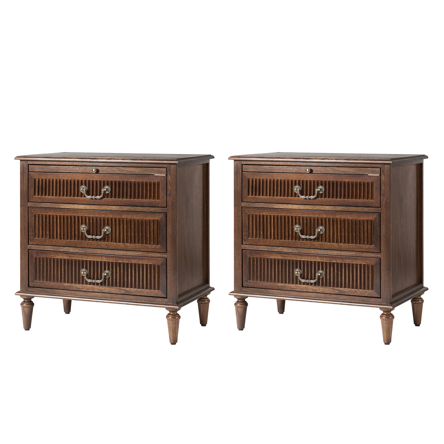Farmhouse Solid Wood Nightstand with Fluted Drawer - Rustic Bedside Table with Optional Storage Drawer - Perfect for Bedroom, Guest Room, or Cabin Decor