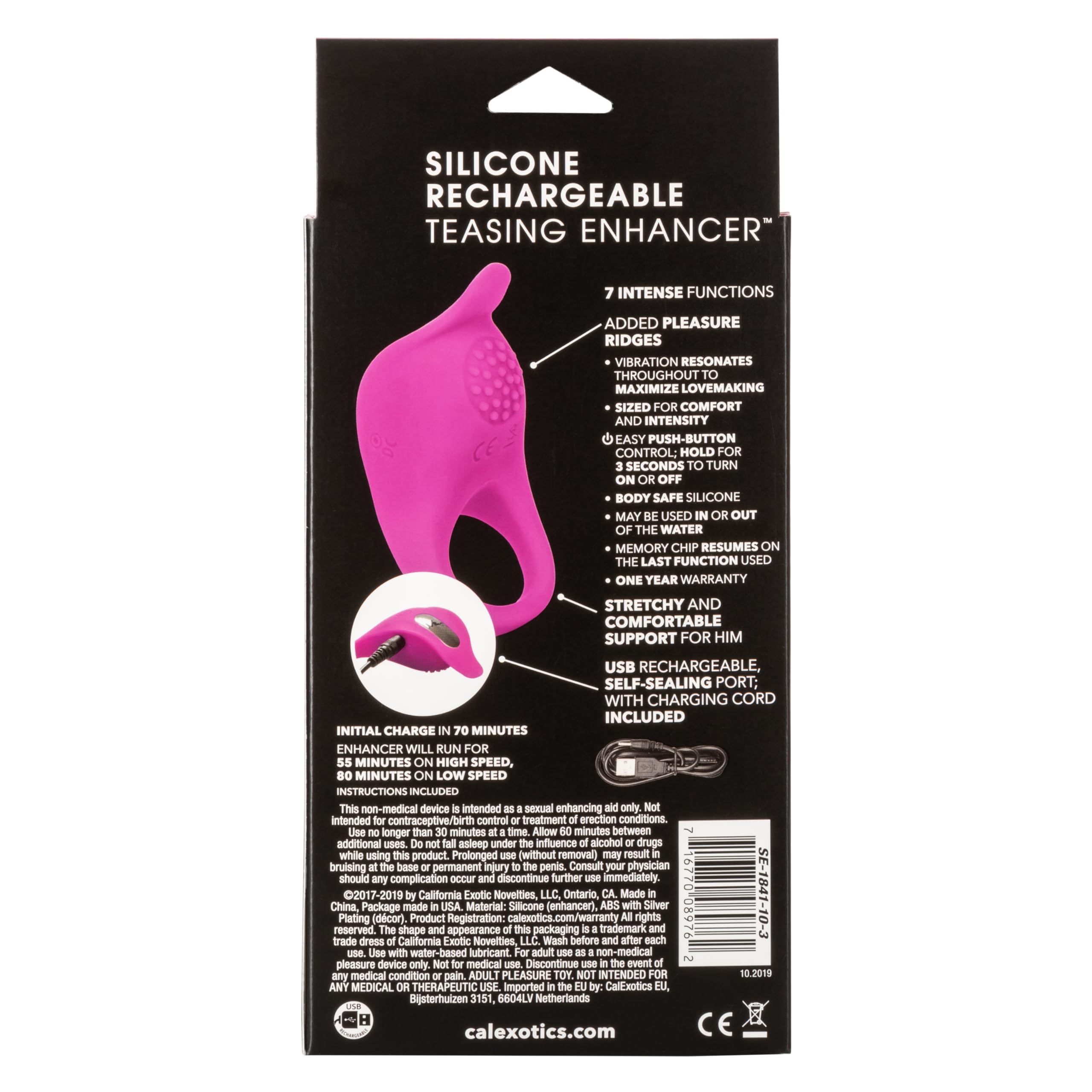 CalExotics Rechargeable 7-Speed Waterproof Vibrating Cock Ring - Silicone Couples Sex Toy for Enhanced Pleasure & Clitoral Stimulation - Perfect for Romantic Nights & Spicing Up Intimacy - Pink