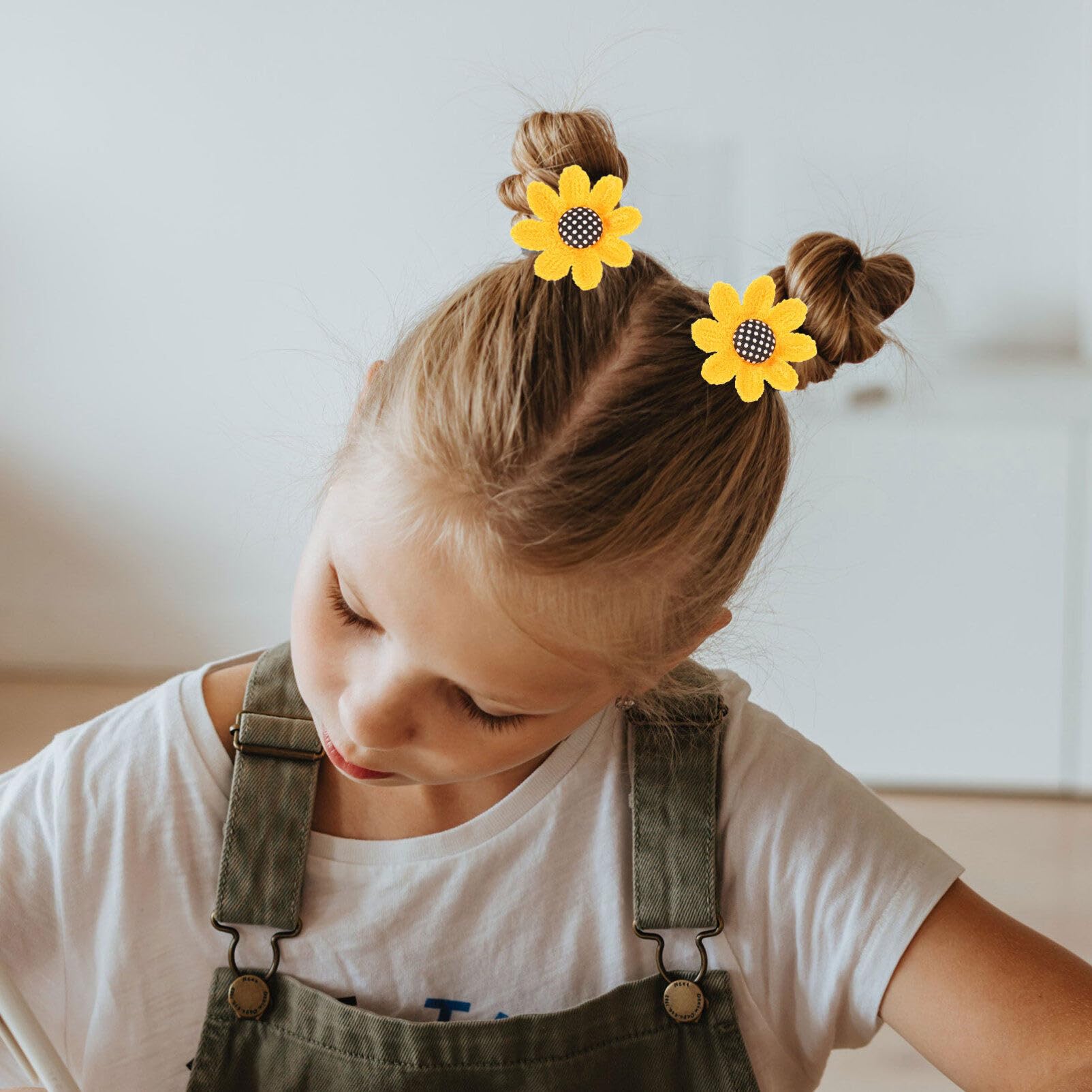 Beaupretty 6pcs Sunflower Hair Clips & Scrunchies Set - Cute Alligator Clips, Elastic Hair Ties, Ponytail Holders for Girls - Black & Yellow Floral Hair Accessories for School, Party, Summer Outfits