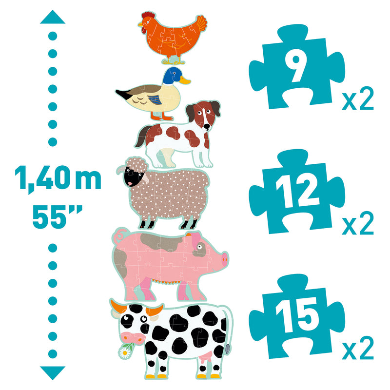 Honore & Friends 9, 12, 15 Piece Giant Jigsaw Puzzles for Kids & Adults - Fun Family Game Night, Classroom Activity, Stress Relief & Home Decor