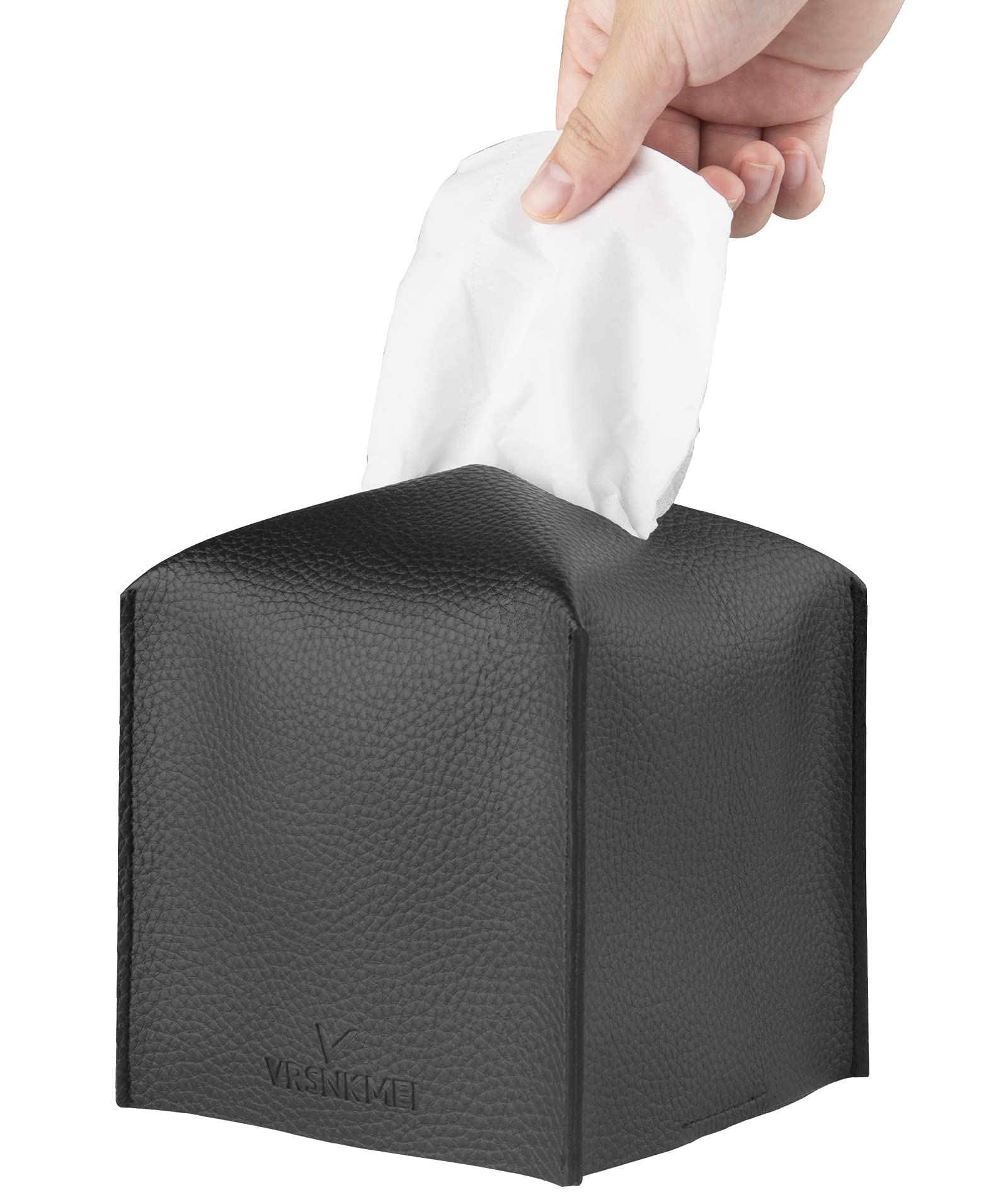 PU Leather Square Tissue Box Cover Holder - 5x5x5 Inches, Stylish & Durable for Office Desk, Car, Bedroom & Nightstand - Perfect for Home Decor & Travel Essentials