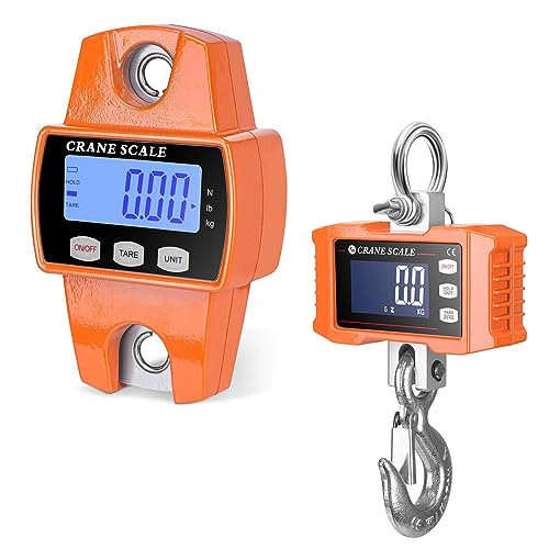 660lb Digital Hanging Scale & 2200lb Digital Crane Scale with Durable Cast Aluminum Case - Perfect for Shipping, Logistics, Farming, and Industrial Weight Measurements
