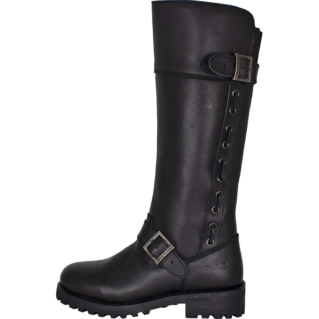 Open Road Women's Tall Motorcycle Boots - Waterproof Leather Riding Boots for Harley & Cruiser Bikes - Perfect for Long Rides & Motorcycle Adventures