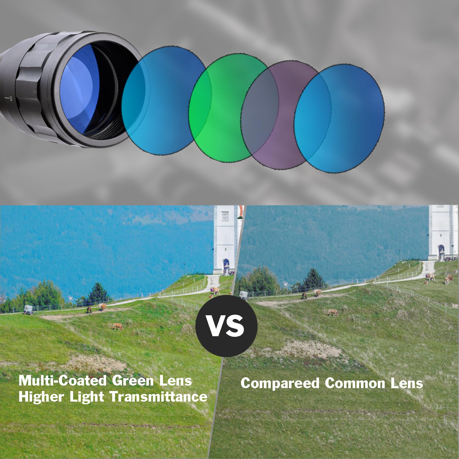 4-16x50 AO Rifle Scope with Red & Green Illuminated Range Finder Reticle - Red Dot Sight for Hunting, Shooting & Tactical Use - Black Matte Finish