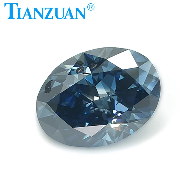 HPHT Lab Grown Oval Cut Diamond - Vivid Blue SI1 Clarity 2EX Loose Gemstone with GEMID Certification | Perfect for Engagement Rings, Jewelry Making & Luxury Gifts