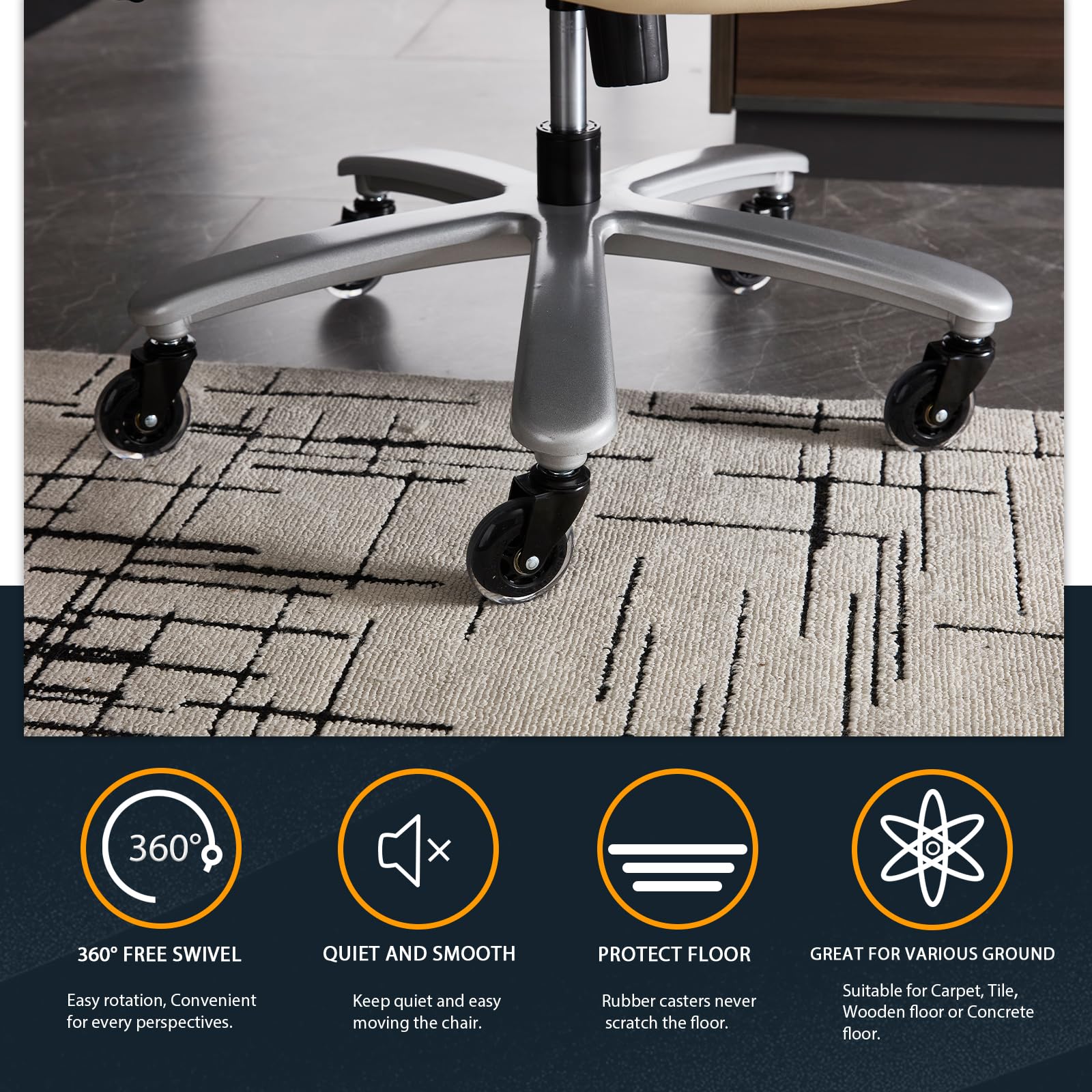 Big and Tall Office Chair for Heavy People up to 500LBS - High Back Extra Wide Heavy Duty Executive Chair with Adjustable Lumbar Support - Comfortable Ergonomic Computer Desk Chair for Home & Office - Beige