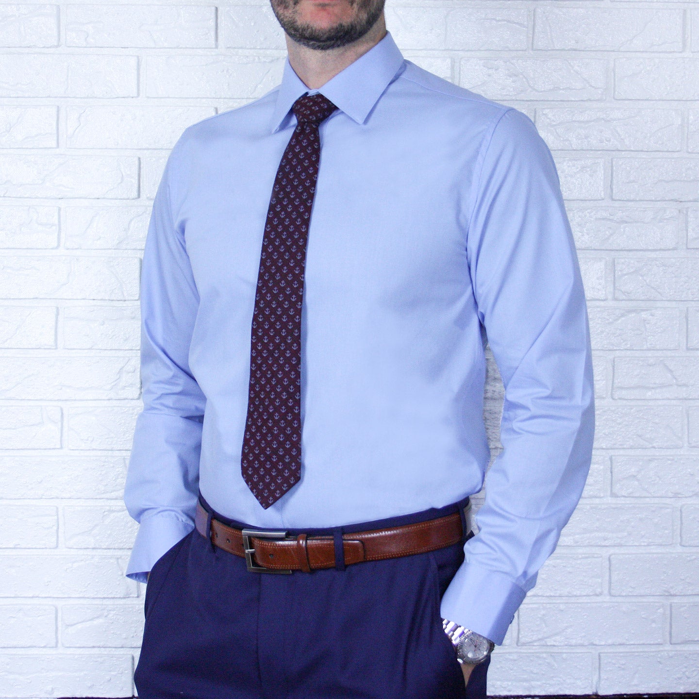 ARTURO Slim Fit Long Sleeve Light Blue Dress Shirt for Men | Business Casual & Formal Wear | Office, Wedding & Special Occasions