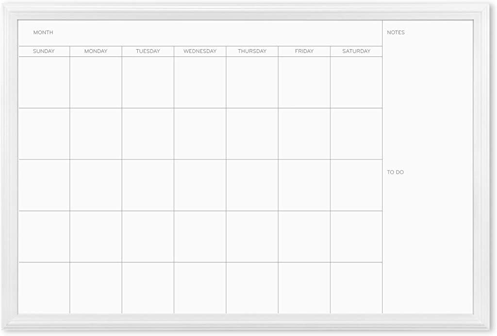 U Brands Magnetic Dry Erase Calendar Board 20x30 Inches - White Wood Frame Wall Calendar for Office & Home - Includes 6 Low Odor Magnetic Dry Erase Markers with Erasers - Perfect for Scheduling, Planning & Organization (2075U00-01 & 520U06-24)