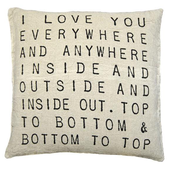 I Love You Everywhere Throw Pillow - Soft & Comfortable Decorative Cushion for Couples, Home Decor, Bedroom, Sofa & Gifts