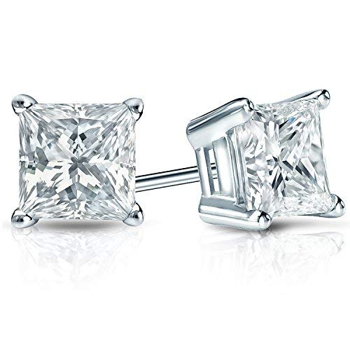 1/4 ct Princess Cut Diamond Stud Earrings in 14k White Gold - I1-I2 Clarity, 4-Prong Basket Setting - Elegant Everyday Jewelry for Women, Perfect for Work, Parties & Special Occasions