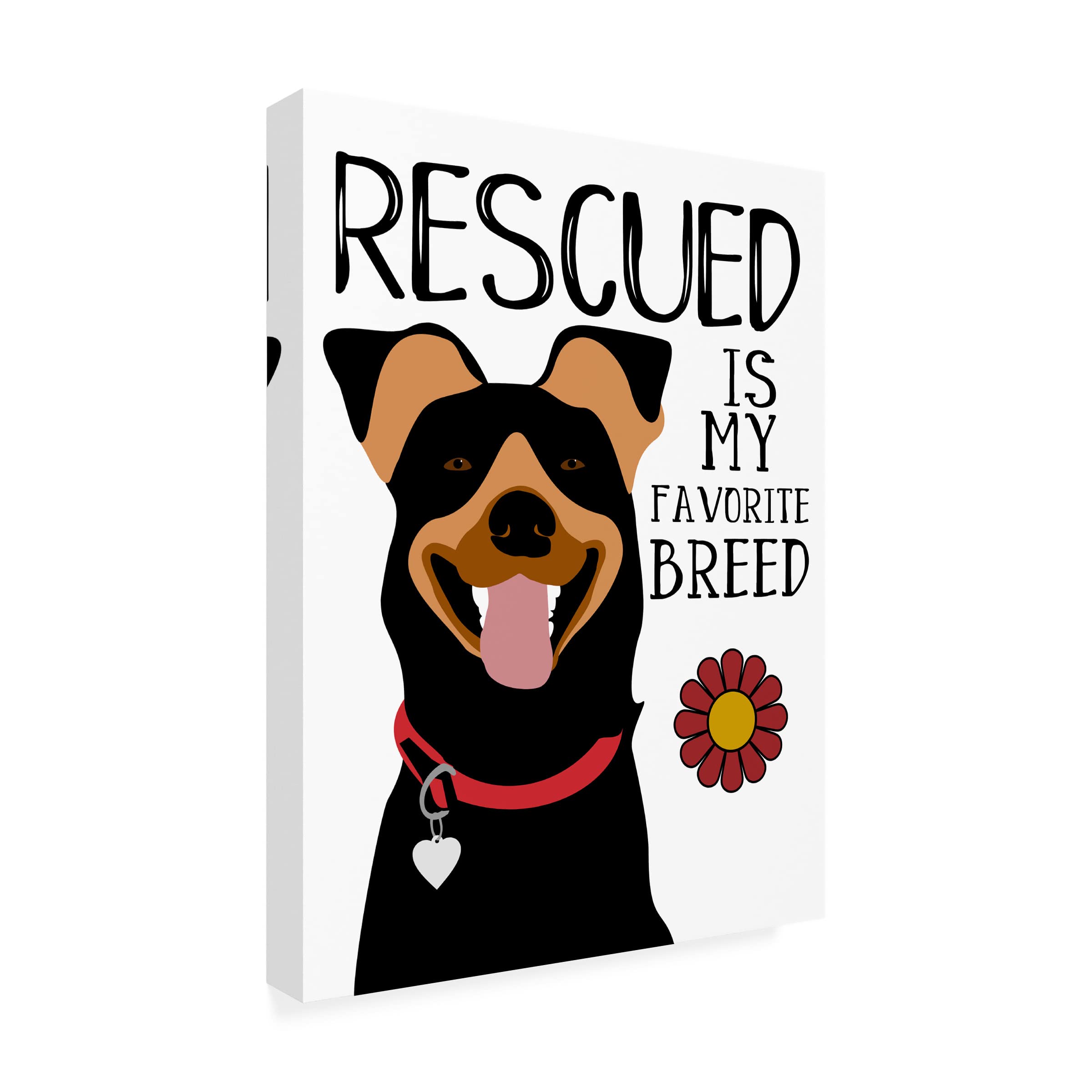 Trademark Fine Art 'Rescued is My Favorite Breed' Canvas Print by Ginger Oliphant - Dog Lover Gift, Animal Rescue Wall Decor for Living Room & Bedroom