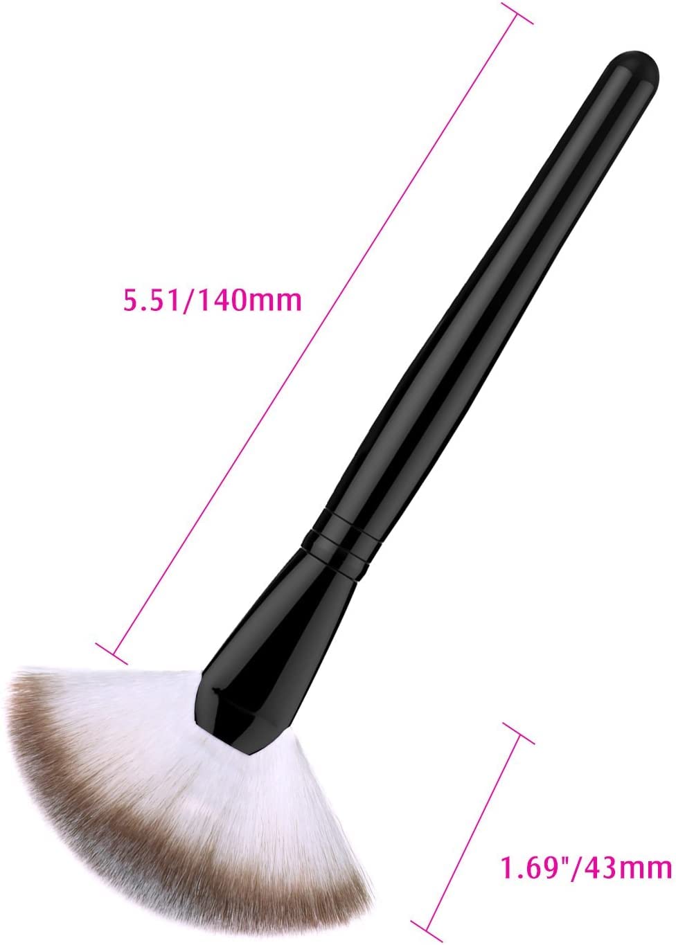 Professional Highlight & Blush Makeup Brush Set - Soft & Dense Face Powder Foundation Brushes for Bronzer, Contouring & Sheer Application - Perfect for Everyday Makeup, Professional Use & Travel (Black)