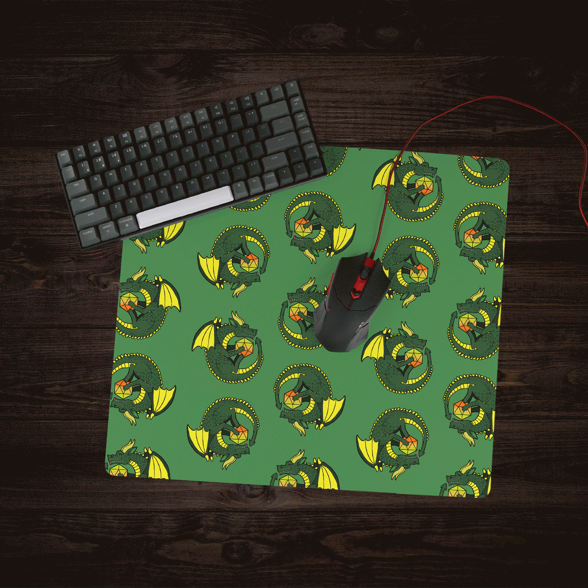 20-Sided Dragon Gaming Mouse Pad - Non-Slip Rubber Base, Large Extended Mouse Mat for PC, Laptop, Desk - Perfect for D&D, RPG, and Video Gamers