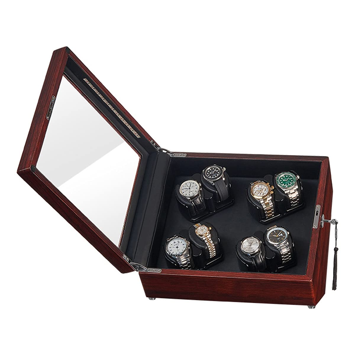 **Automatic Watch Winder for 8 Watches – Quiet Japanese Mabuchi Motor, LED Display, Adjustable Watch Pillows – Fits Men & Women (Black) – Perfect for Watch Collectors & Luxury Storage**
