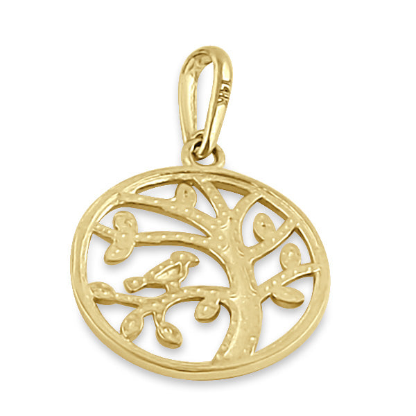 14K Solid Gold Bird on Tree Pendant Necklace - Elegant Nature-Inspired Jewelry for Women - Perfect for Gifts, Anniversaries & Everyday Wear