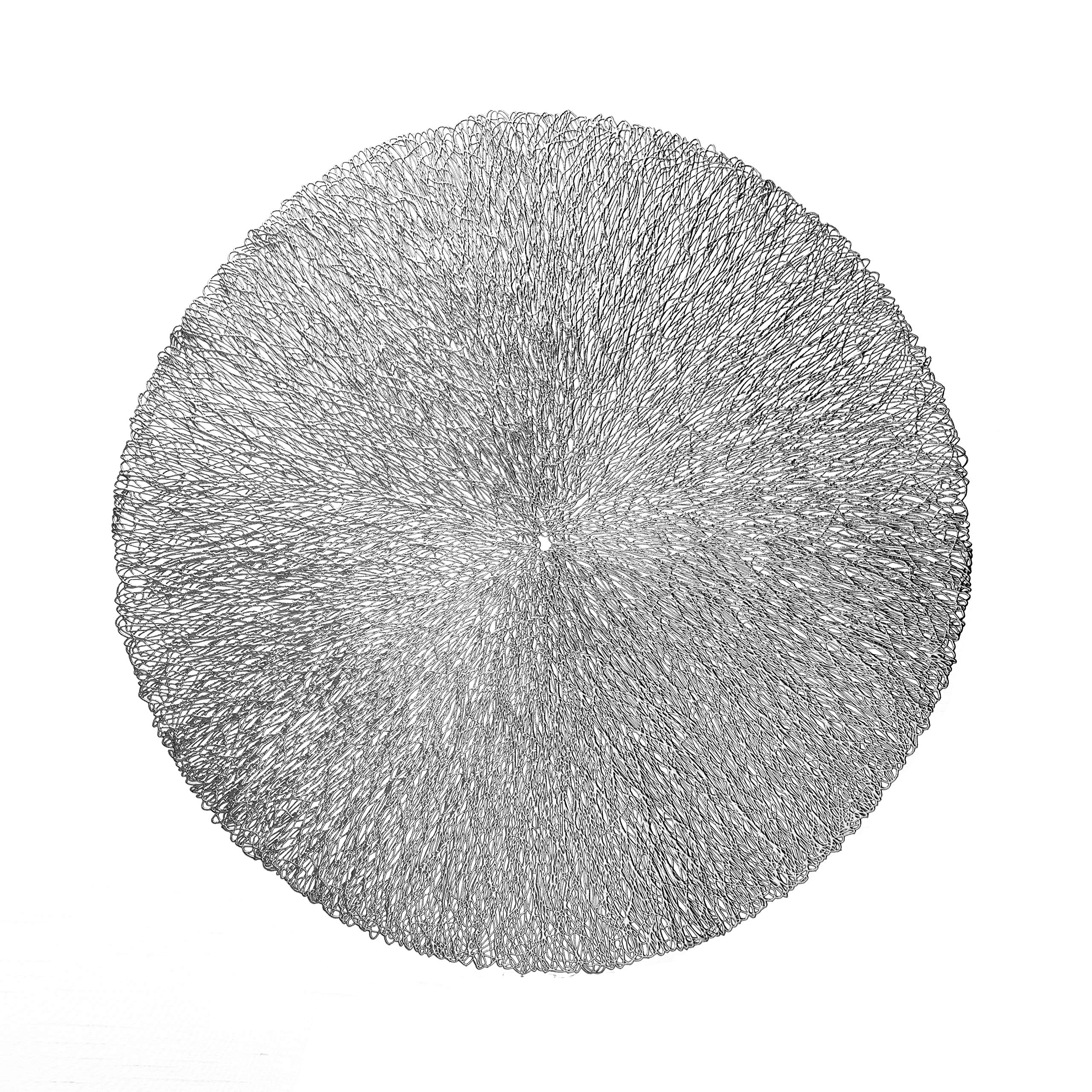 120-Piece Metallic Vinyl Placemats Set - Round Pressed Wedding Table Decor in Reef & Silver | Elegant Dining, Party Centerpiece, Holiday Table Setting