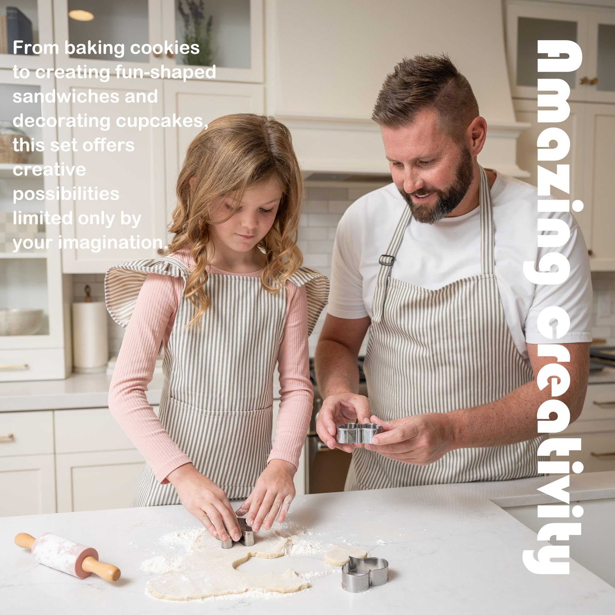 Baker Buddy Kids Baking Set with Matching Apron for Children & Adults - Includes Storage Case, Real Working Utensils, Cookie Cutters & Baking Tools - Perfect for Family Baking Activities, Birthday Gifts & Pretend Play