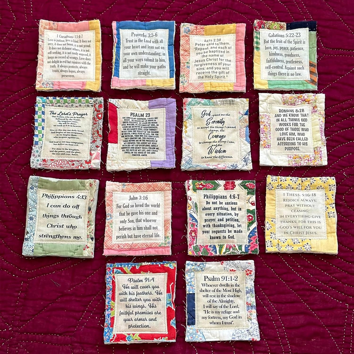 Handmade Cross Prayer Quilt - Individually Sewn Colorful Pocket Mini Quilts for Sympathy, Remembrance & Christian Gifts | Perfect for Comfort, Prayer Groups, Hospital Visits & Spiritual Healing