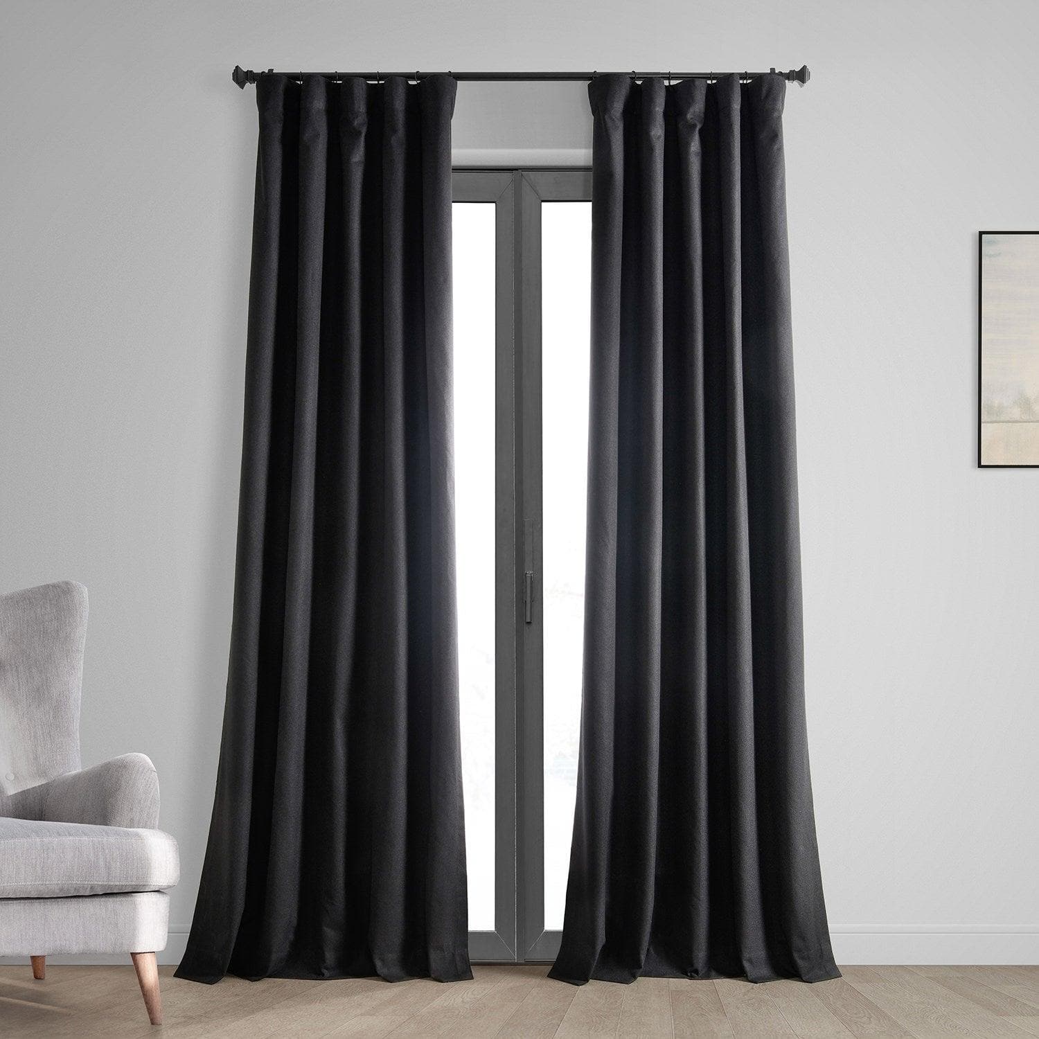 Blackout Thermal Curtains for Bedroom - Black Cross Linen Weave Energy Efficient Window Drapes for Insulation & Light Blocking - Perfect for Home Theater, Nursery & Night Shift Workers