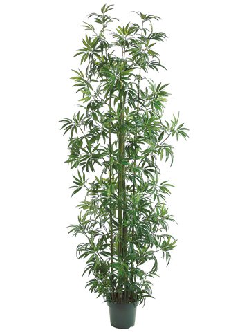 8' Tall Artificial Bamboo Tree with 1746 Leaves in Decorative Pot - Set of 2 Green Faux Plants for Home Office Decor, Living Room, Bedroom & Indoor Spaces