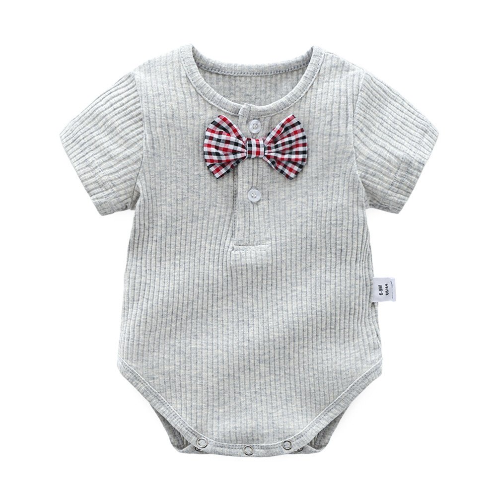 Newborn Baby Boys Short Sleeve Bodysuit with Bowtie - Soft Cotton One-Piece Outfit for Summer | Perfect for Photoshoots, Parties & Everyday Wear